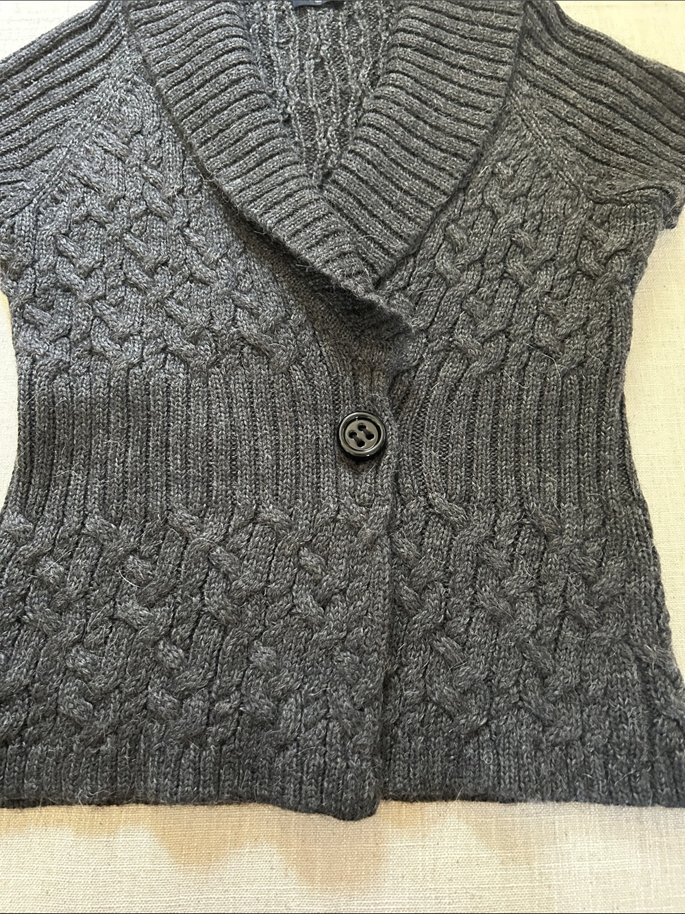 Magaschoni Cable-Knit Sweater Shawl Collar Vest Charcoal Business Casual - Picture 4 of 15